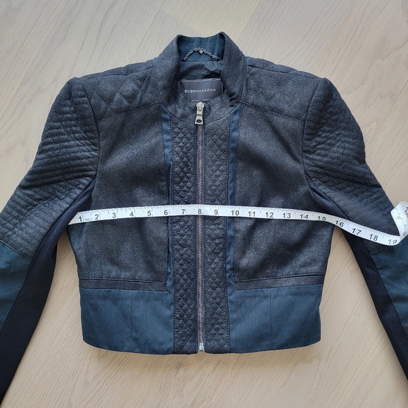 BCBGMaxAzria quilted cropped moto blazer XXS - Picture 9 of 10